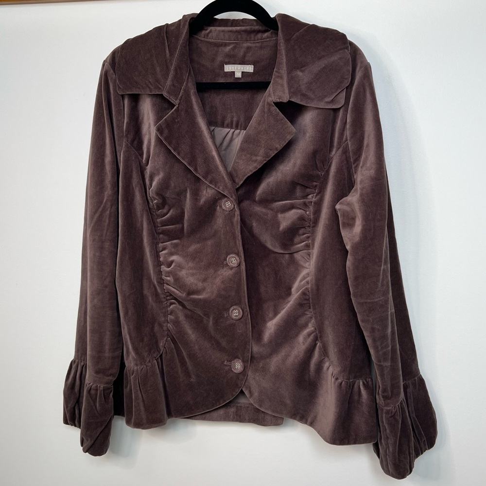 Somewhere Brown Ruffle Blazer size 18
